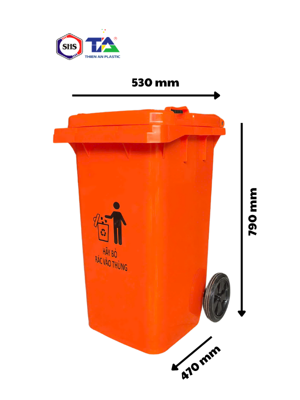 Thùng Rác Nhựa 100L Cam