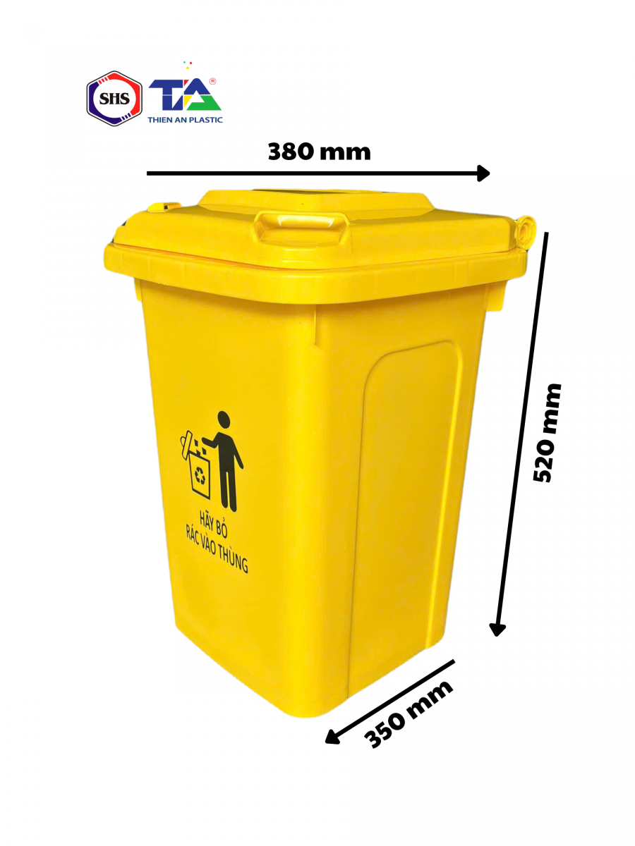 Thùng Rác Nhựa 30 Lít Vàng